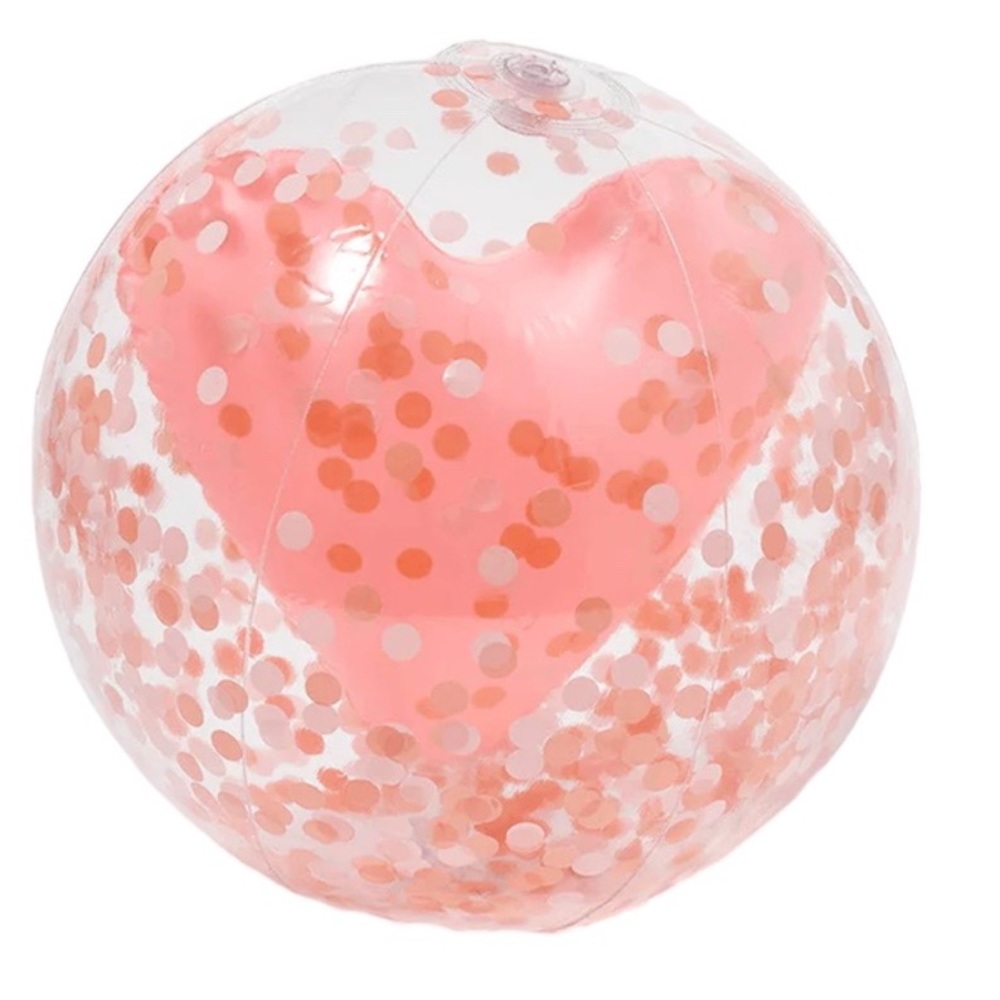 Sunnylife 3D Heart Inflatable Pink Confetti Beach Ball-NWT